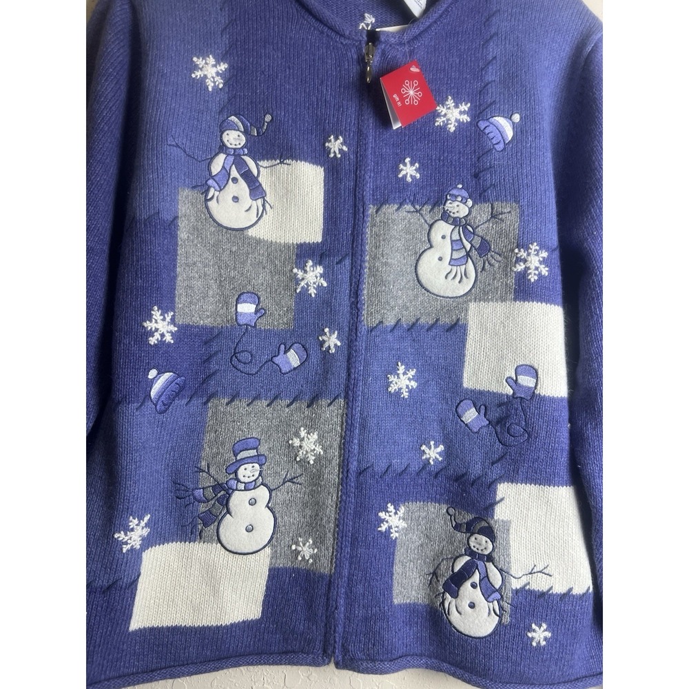 Croft & Barrow Christmas Holiday Snowman Cardigan Sweater Women P XL Grandma - Picture 2 of 8